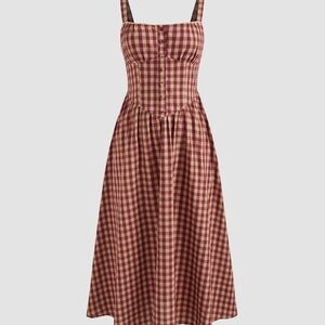 Cotton blend gingham dress